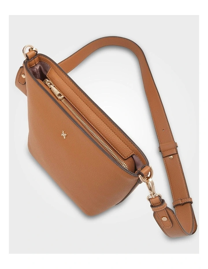 Remi Zip Top Bucket Crossbody Bag in Brown image 5