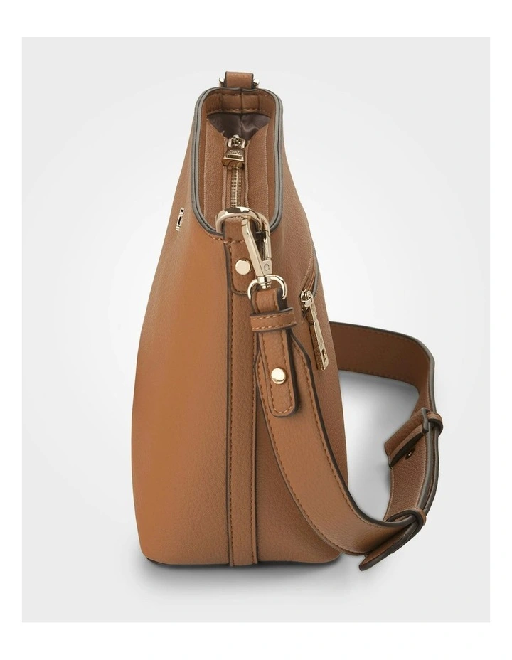 Remi Zip Top Bucket Crossbody Bag in Brown image 6