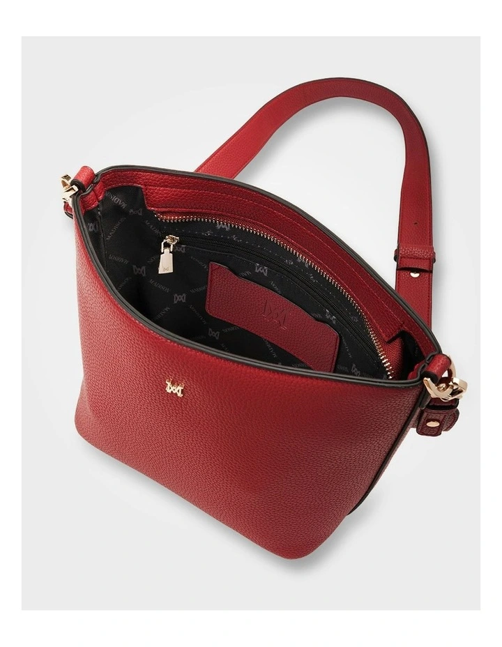 Remi Zip Top Bucket Crossbody Bag in Red image 5
