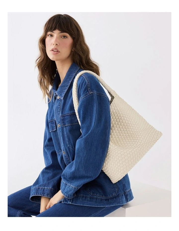 Lydia Weave Large Hobo in White image 2