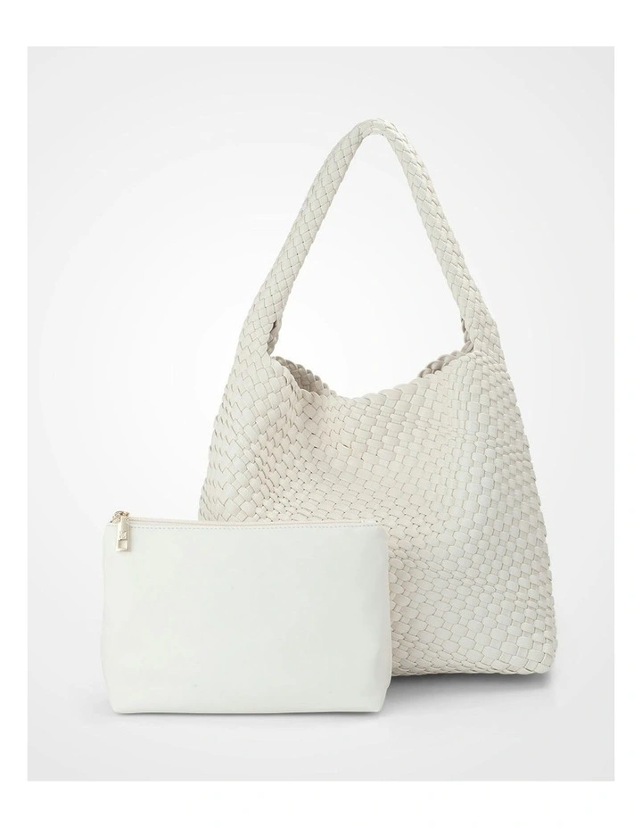 Lydia Weave Large Hobo in White image 4