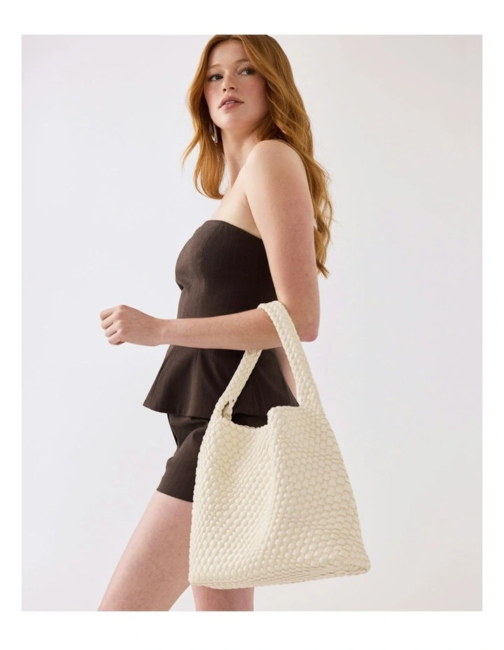 Lydia Weave Large Hobo in White image 5