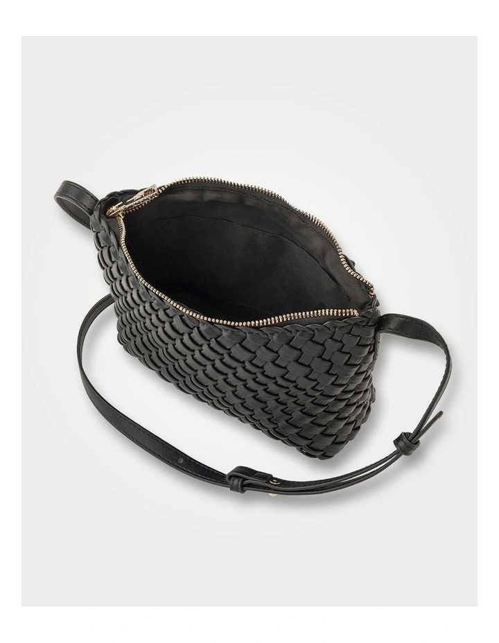 Leah Weave Small Zip Top Crossbody Bag in Black image 5