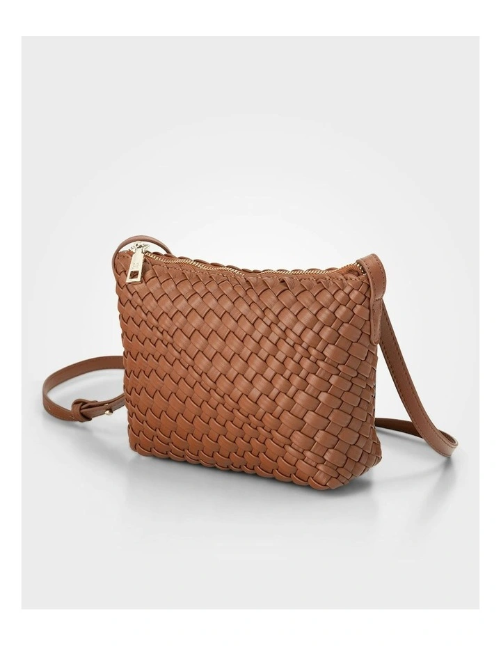 Leah Weave Small Zip Top Crossbody Bag in Brown image 3