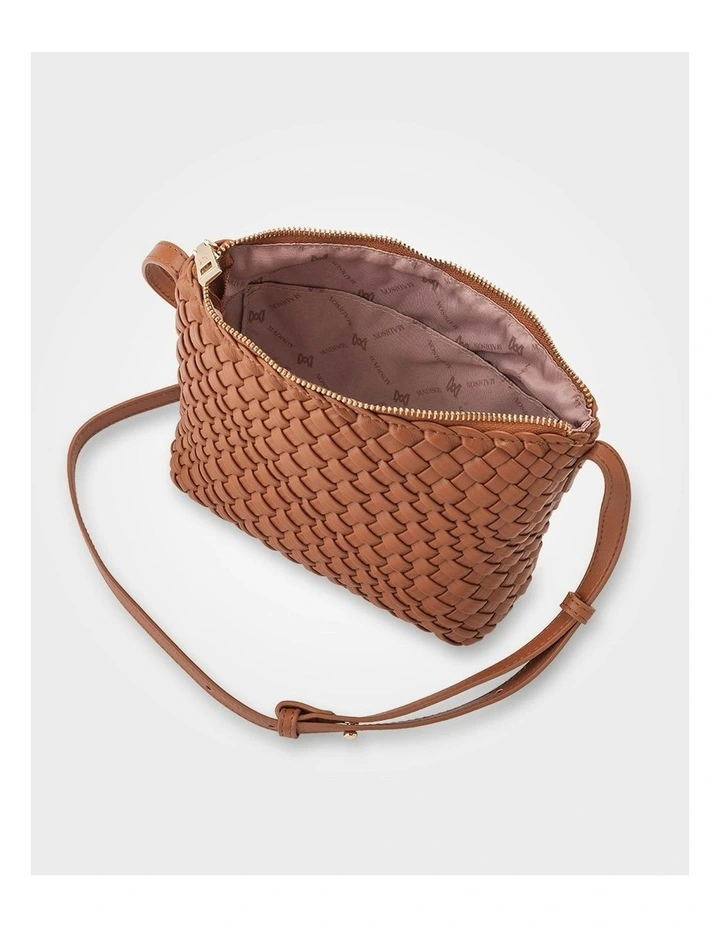 Leah Weave Small Zip Top Crossbody Bag in Brown image 5