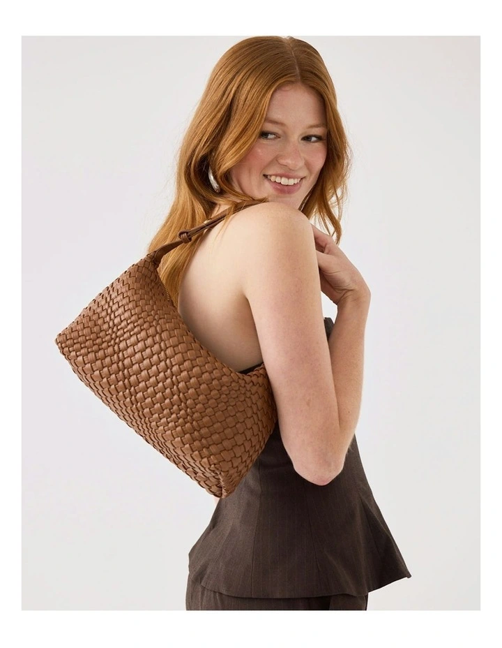 Logan Weave Zip Top Medium Hobo Shoulder Bag image 2