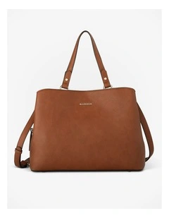 Katherine Medium Satchel with 3 Compartments & Crossbody Strap Bag in Brown