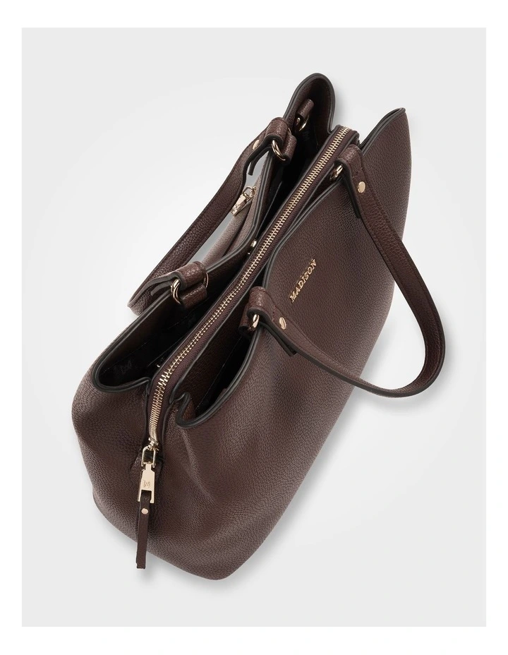 Katherine Medium Satchel with 3 Compartments & Crossbody Strap Bag in Brown image 4