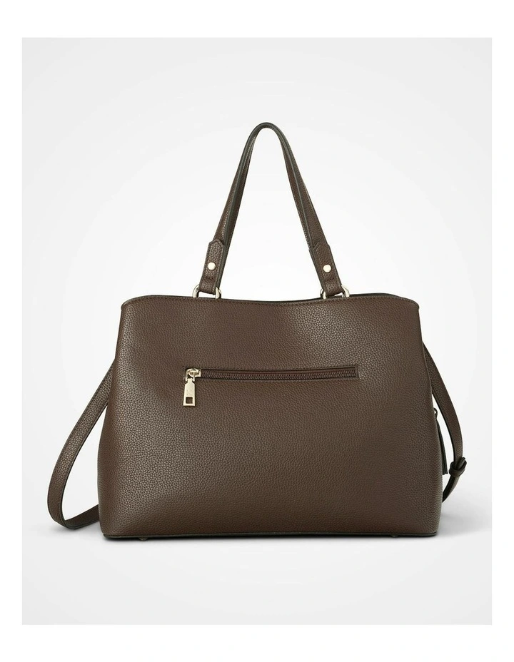 Katherine Medium Satchel with 3 Compartments & Crossbody Strap Bag in Brown image 5