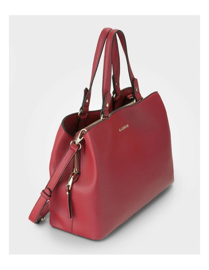 Katherine Medium Satchel with 3 Compartments & Crossbody Strap Bag in Red image 3