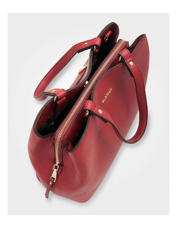 Katherine Medium Satchel with 3 Compartments & Crossbody Strap Bag in Red image 4