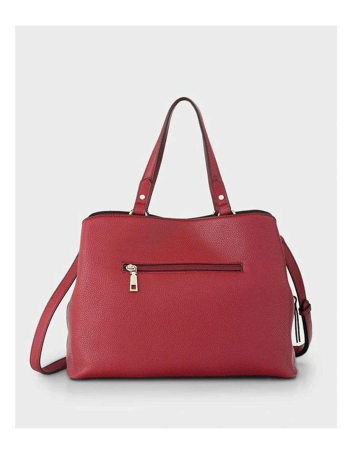 Katherine Medium Satchel with 3 Compartments & Crossbody Strap Bag in Red image 5