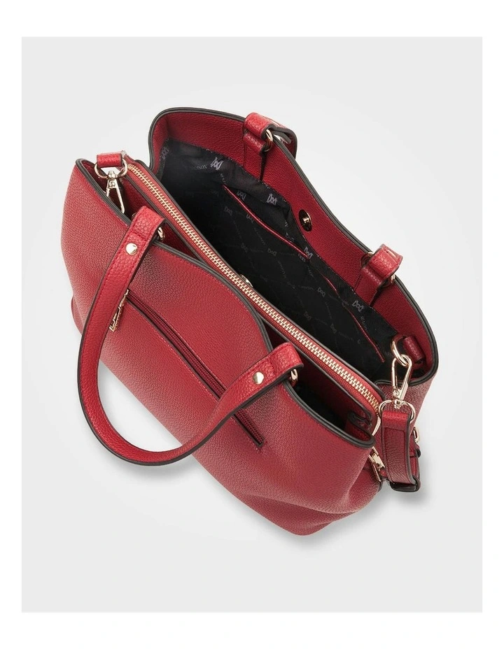 Katherine Medium Satchel with 3 Compartments & Crossbody Strap Bag in Red image 7