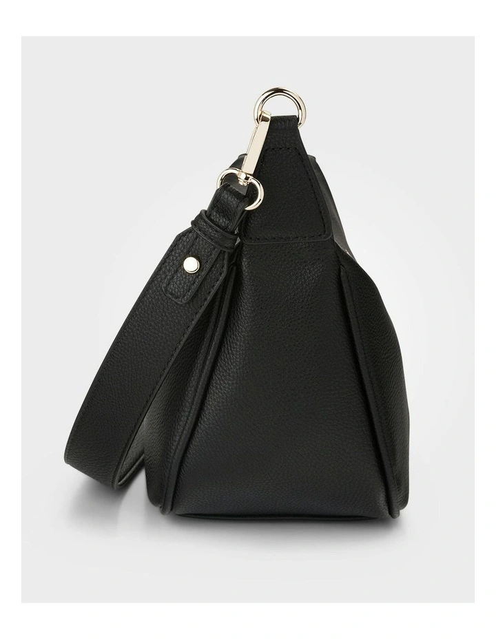 Ella Zip Top Crossbody Bag with Plait Zip Puller in Black image 4