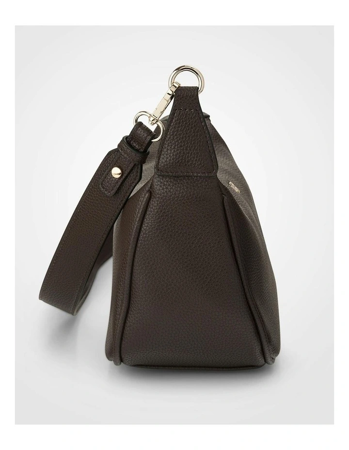 Ella Zip Top Crossbody Bag with Plait Zip Puller in Brown image 4