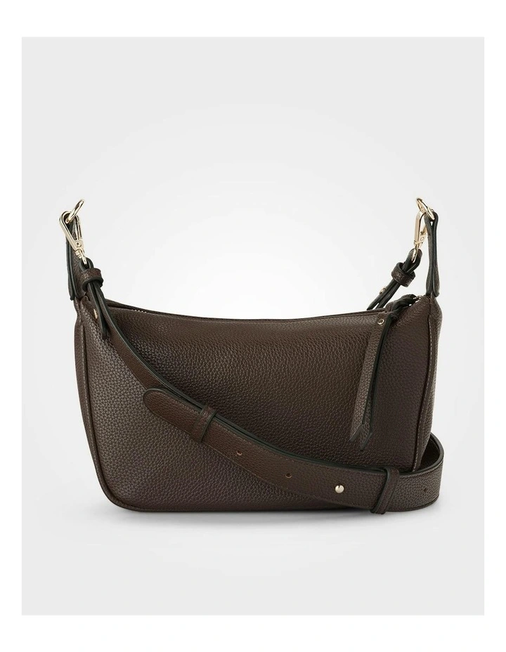 Ella Zip Top Crossbody Bag with Plait Zip Puller in Brown image 7