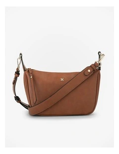 Ella Zip Top Crossbody Bag with Plait Zip Puller in Brown