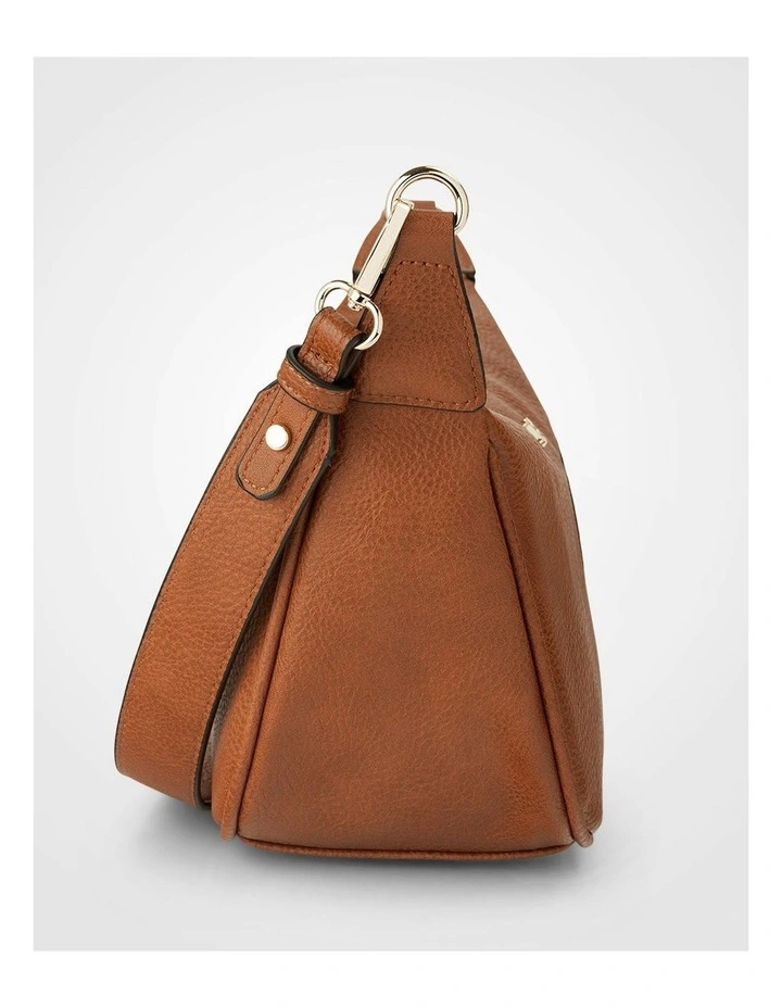 Ella Zip Top Crossbody Bag with Plait Zip Puller in Brown image 4