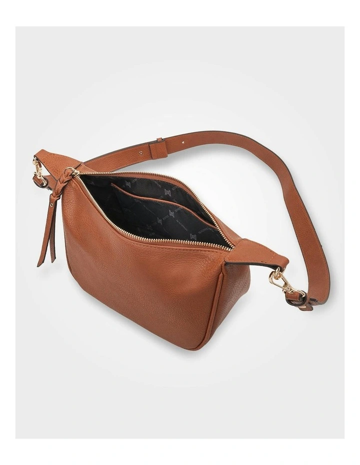 Ella Zip Top Crossbody Bag with Plait Zip Puller in Brown image 6