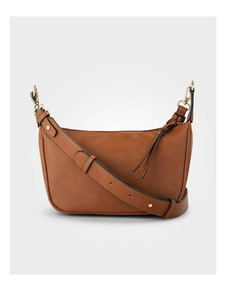 Ella Zip Top Crossbody Bag with Plait Zip Puller in Brown image 7