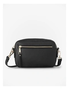 Nina Zip Front Camera Crossbody Bag in Black