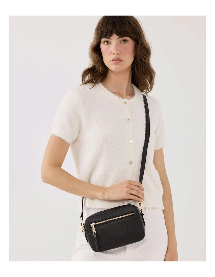 Nina Zip Front Camera Crossbody Bag in Black image 2