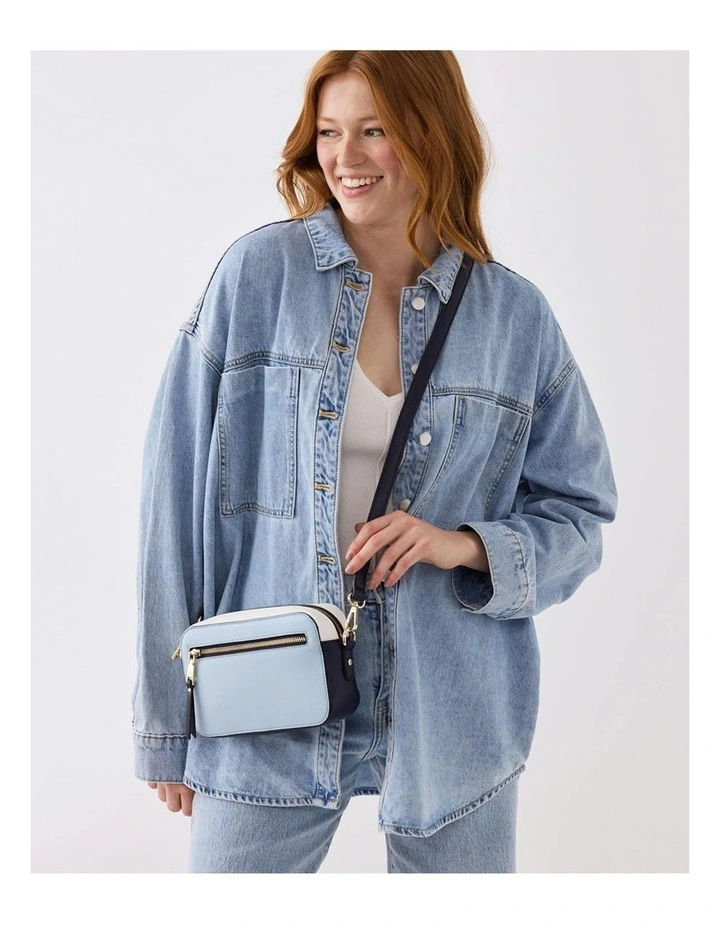 Nina Zip Front Camera Crossbody Bag in Blue image 2