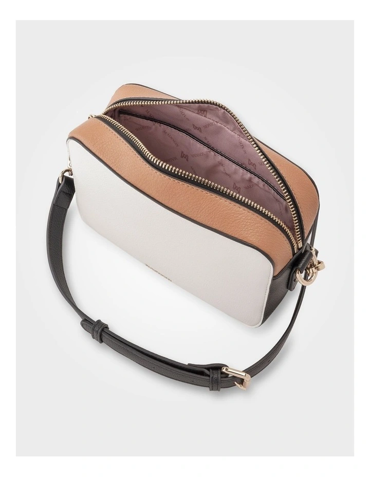 Nina Zip Front Camera Crossbody Bag in White image 6