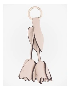 Flower And Leaf Bag Charm in Beige