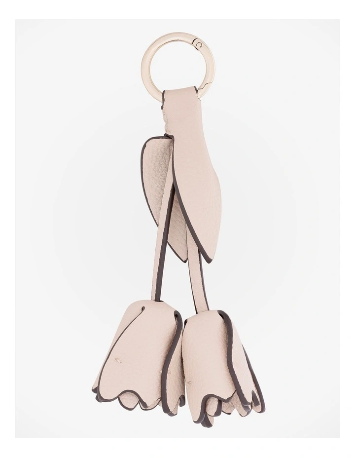 Flower And Leaf Bag Charm in Beige image 1