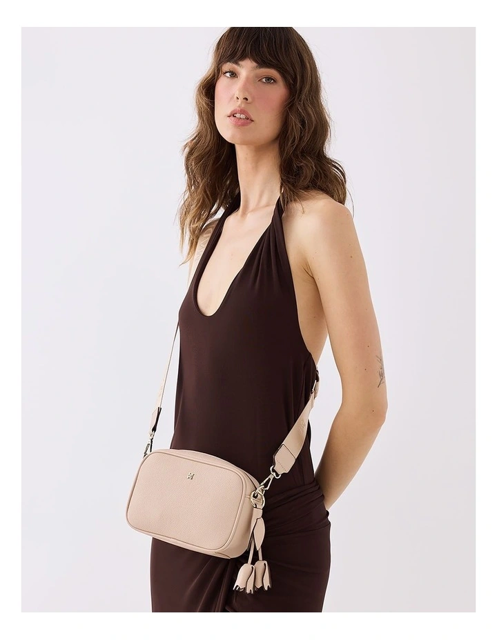 Flower And Leaf Bag Charm in Beige image 2