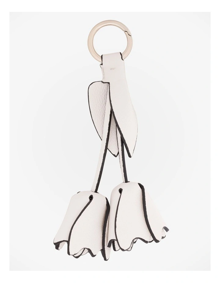 Flower & Leaf Bag Charm in Cream image 1