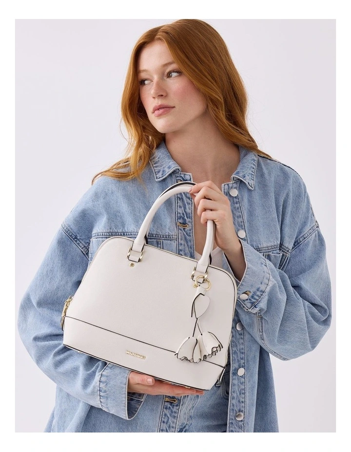 Flower & Leaf Bag Charm in Cream image 2