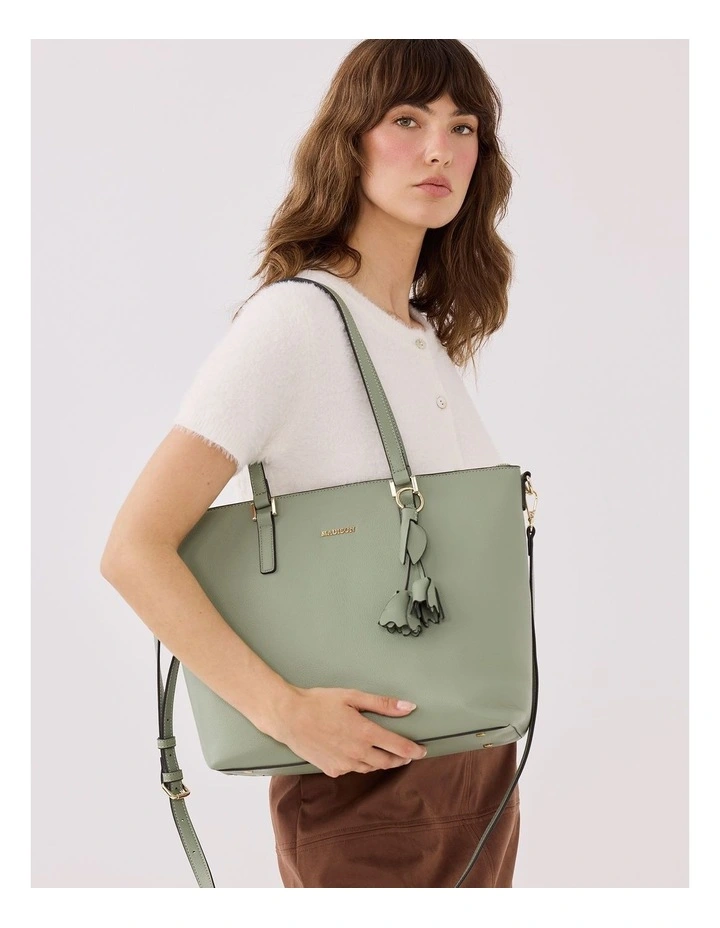 Flower & Leaf Bag Charm in Green image 2