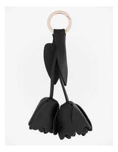 Flower & Leaf Bag Charm in Black