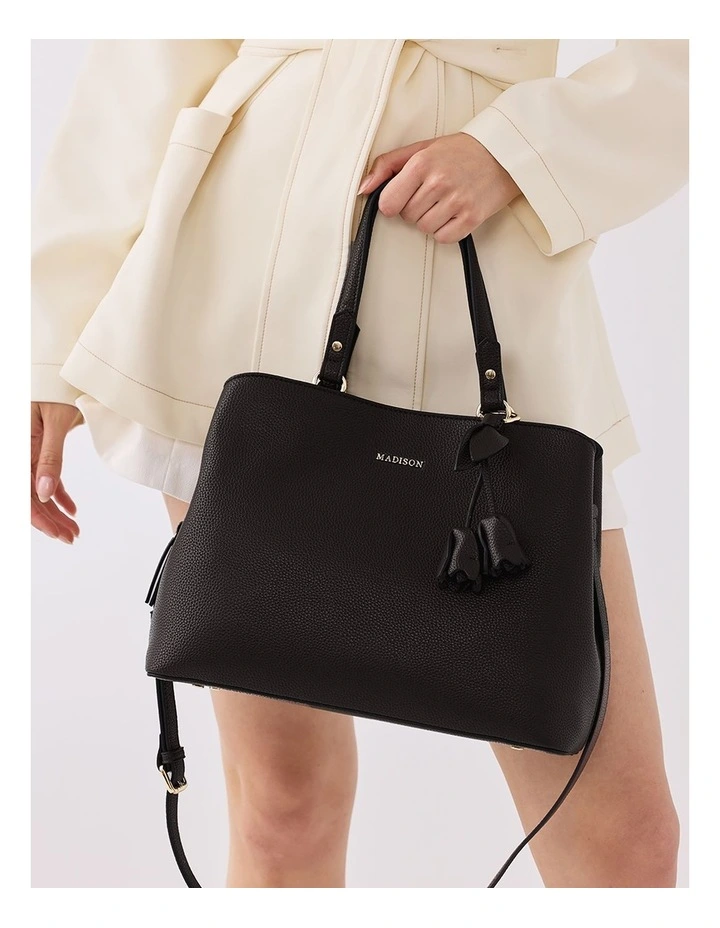 Flower & Leaf Bag Charm in Black image 2