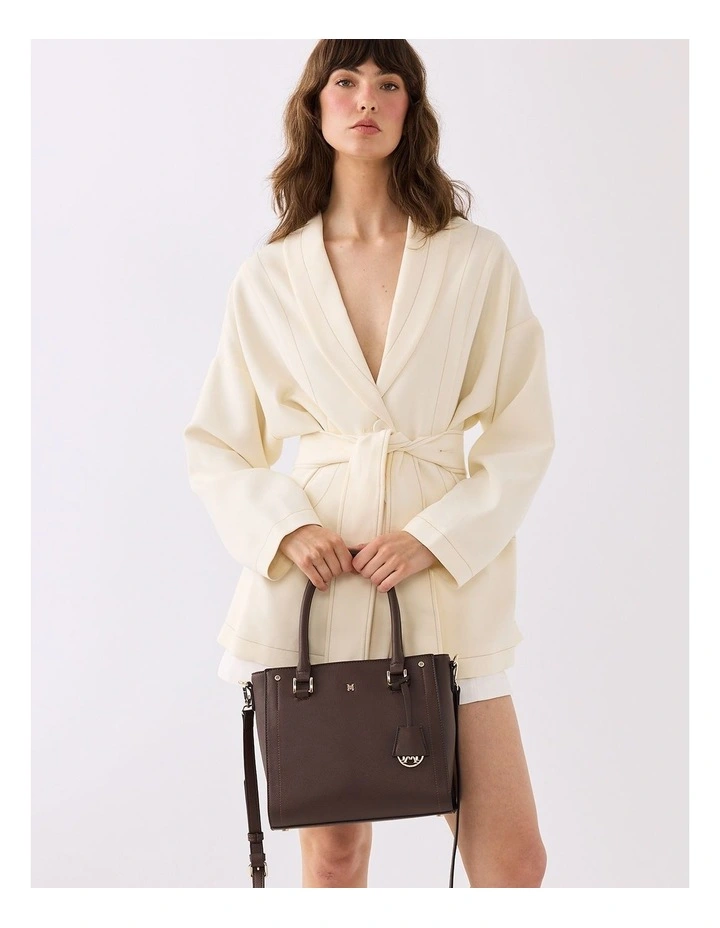 Angie Medium 3 Compartment Satchel Bag in Brown image 2