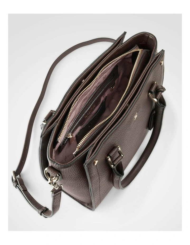 Angie Medium 3 Compartment Satchel Bag in Brown image 4