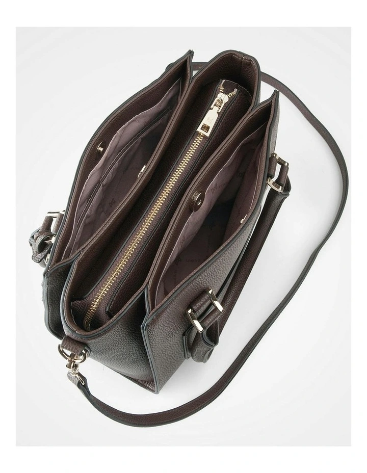 Angie Medium 3 Compartment Satchel Bag in Brown image 5