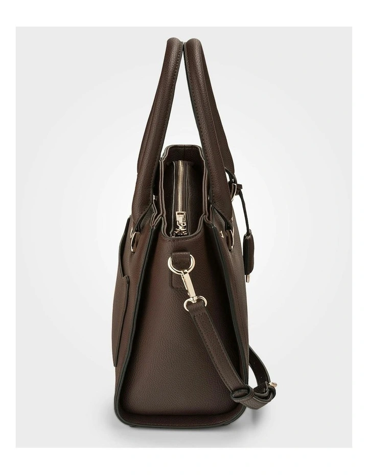 Angie Medium 3 Compartment Satchel Bag in Brown image 6