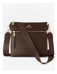 Renee Zip Top 2 Compartment Crossbody Bag   Monogram Bag Strap