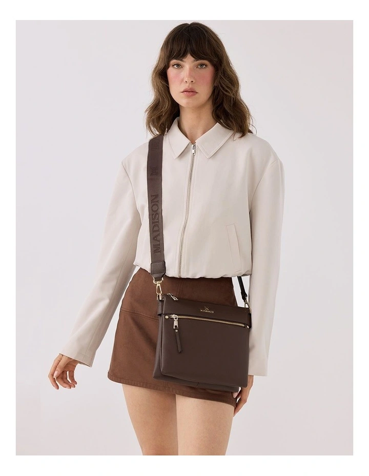 Renee Zip Top 2 Compartment Crossbody Bag   Monogram Bag Strap image 2