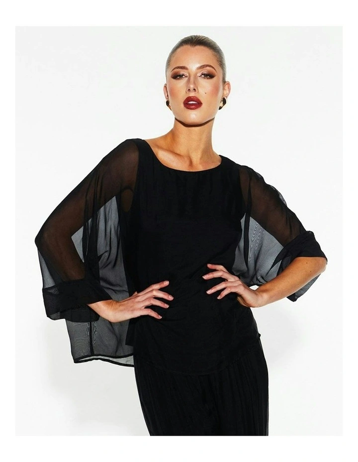 Sunlight and Shadow Silk Top in Black image 1