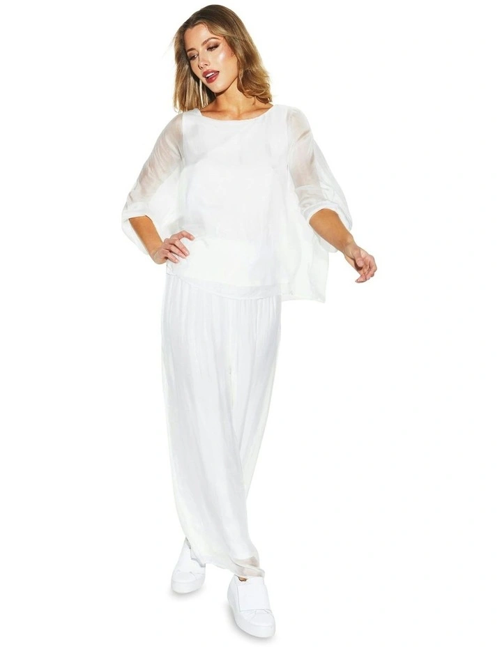 Sunlight and Shadow Silk Pant in White image 4
