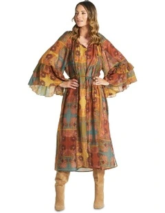 Bohemian Dress in Brown Multi