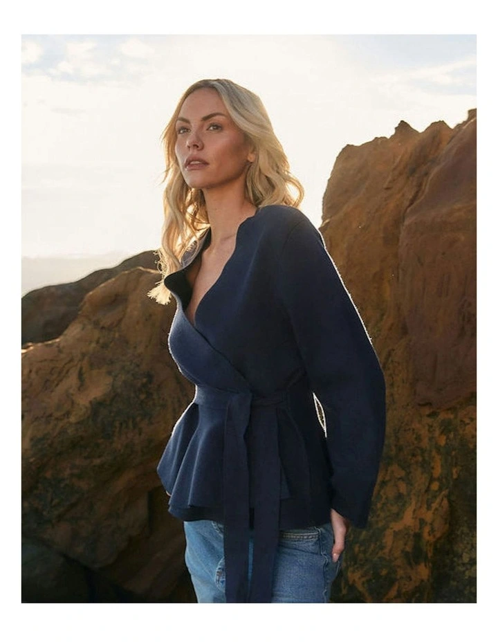 Tiny Dancer Wrap Cardigan in Navy image 3