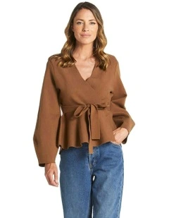 Tiny Dancer Wrap Cardigan in Brown