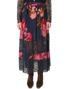 Captivation Skirt in Navy Multi