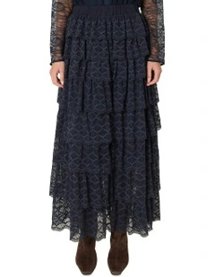 Domino Maxi Skirt in Navy