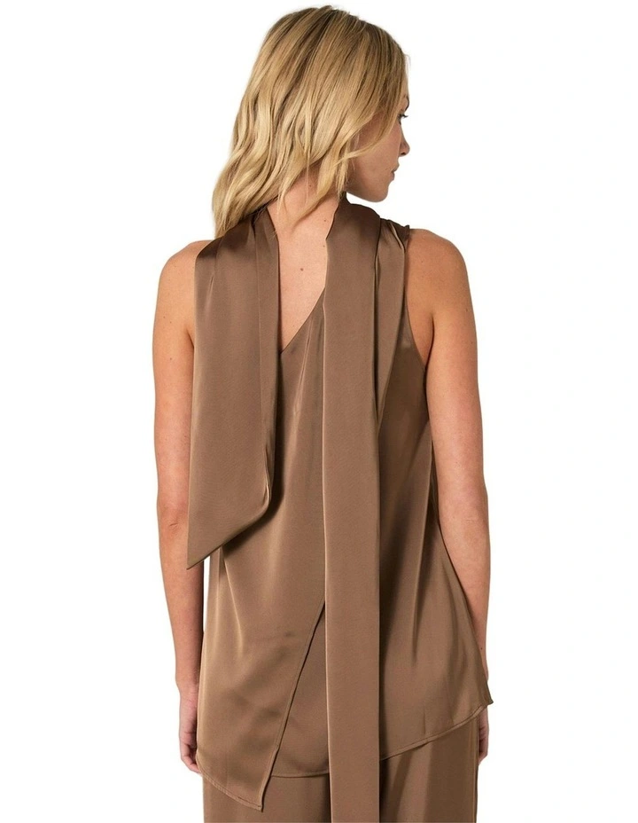 Dahlia Satin One Shoulder Top in Bronze image 2